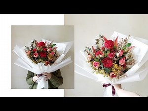Nicole's Floral Design Class｜DIY silk flower bouquet wrapping
