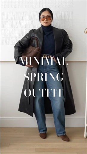 Minimal spring outfit #leatherjacket #springoutfit #springstyle