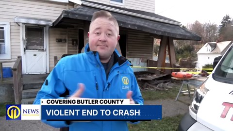 Police pursuit begins at Sheetz after trooper almost hit by car, ends with crash into Butler home