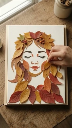 Autumn Leaf Portrait Art | Satisfying Fall Canvas Craft#viral #art