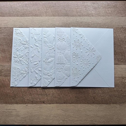 Premium White Embossed Envelopes (set of 5) - Handmade Quality for Custom Christmas Cards - Textured 5x7 Holiday Stationery for Crafters - Etsy