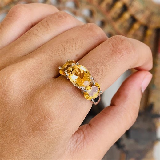 Natural Citrine Ring, 925 Sterling Silver, Engagement Citrine Ring, Handmade Citrine Ring for Women, Bohemian Ring, Anniversary Gift for Her - Etsy
