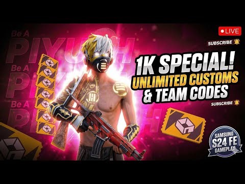1K CELEBRATION! 🚀 Free Fire Live: Unlimited Custom Rooms & Team Codes (S24 FE Gameplay) | Road to 1
