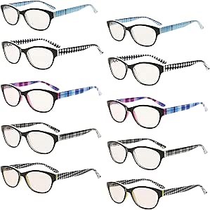 Eyekepper 10 Pack Blue Light Blocking Reading Glasses Cat Eye Computer Readers for Women +2.50