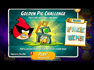 Angry Birds 2 Golden Pig Challenge - One Bird Red (8 Rooms)