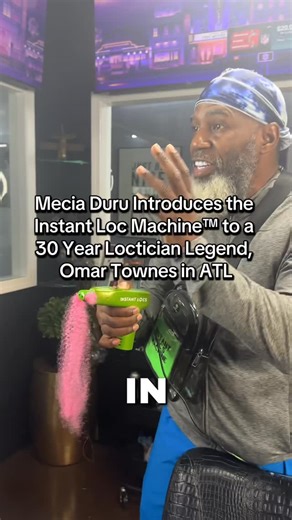 LocMachine.com on Instagram: "Mecia Duru Introduces the Lime Green Edition of the Instant Loc Machine™ to Legendary Loctician with 30 years of experience, Omar Townes, in Atlanta Join the waitlist at LocMachine.com I traveled to Atlanta to train Omar one on one using the unreleased Instant Loc Machine™ at his salon, @cutcreatersalonsuites. This was an early access, private, one on one training, founder led and hands on, focused on how the Instant Loc Machine™ works! Omar is someone I truly admir