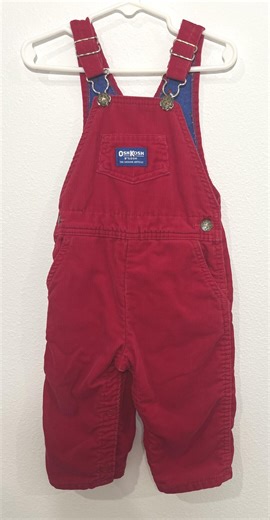 Vintage Oshkosh B’gosh Red Corduroy Overalls | Hockey Flannel Lining | 24 Months USA Made - Etsy