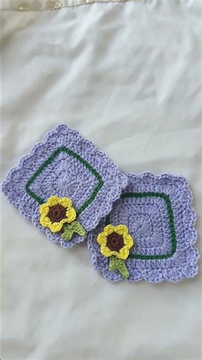 Crochet Square Coasters 🌻💜 Tutorial is on my channel ✨ #crochetcoaster #crochet #crochettutorial