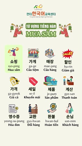 Từ vựng tiếng Hàn chủ đề mua sắm