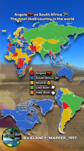 Angola 🇦🇴 vs South Africa 🇿🇦. The most liked country in the world