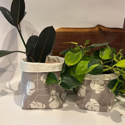 Reversible Fabric Plant Pot Holder | Modern Indoor Planter Cover | Washable Fabric Basket - Etsy