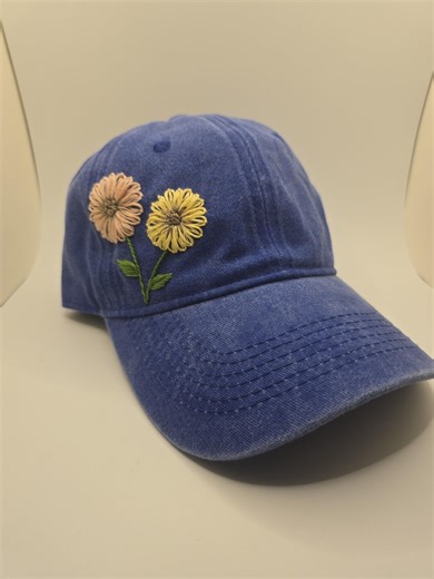 Hand Embroidered Floral Cap - Etsy