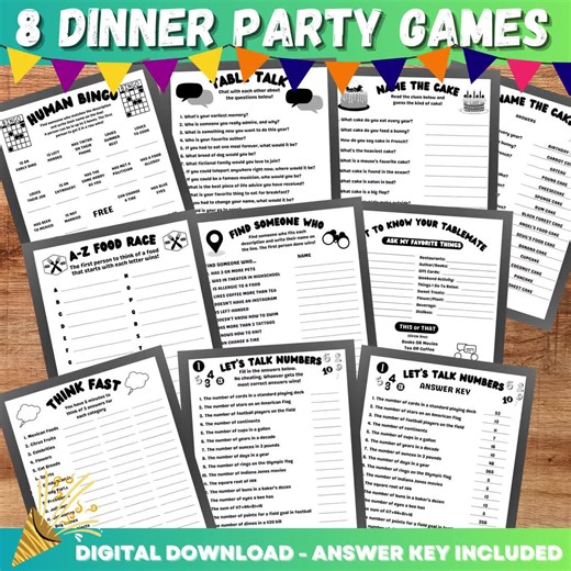 Fun Dinner Party Games, Icebreaker Printable Games (digital Download) - Etsy