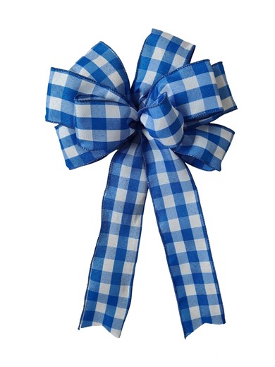 White Blue Check Wreath Bow Buffalo Plaid Decorative Bows Lantern Bow Gift Country Bow Gingham - Etsy UK
