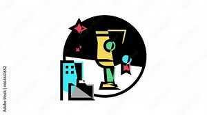 Benefits For Business color icon animation. Benefits For Employees And Social Protection, Free Lunch And Transport, Career And Experience