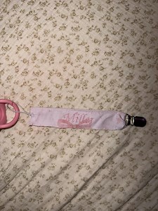 Embroidered Pacifier Clip| Personalized Paci Clip- Pink Bow Fabric With Pink Embroidery Thread! - Etsy Canada