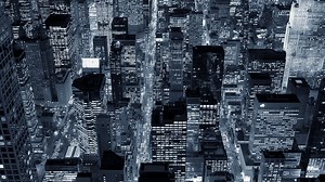 Establishing shot of urban city buildings in metropolis