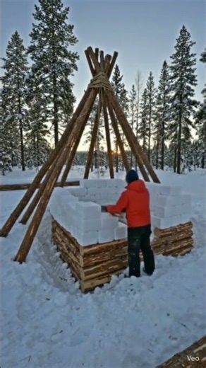 Solo Winter Survival: Building a Snow Shelter from Scratch #bushcraft