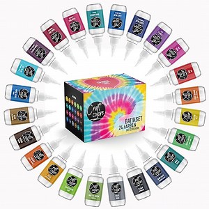 Craft Colors® Batik Set, 24 x leuchtende Batikfarben, Textilfarbe für kreative Gestaltung inkl. Zubehör (137)