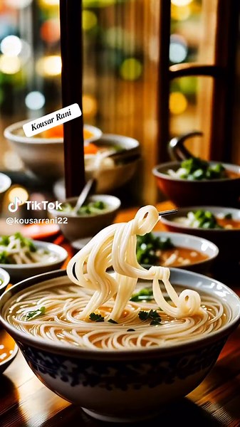 Delicious Thin Noodles in Clear Broth Soup