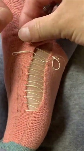 How to Seamlessly Repair a Torn or Split Sock | Invisible Mending Technique 🧦🧵#SockRepair #shorts