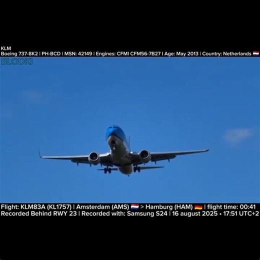 KLM B737-800 Landing at Hamburg Airport from Amsterdam | PH-BCD | 16 august 2025