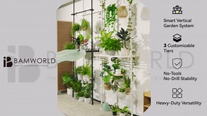 Bamworld Tension Rod Plant Stand Adjustable Hanging Plant Shelf Indoor Tall Plant Pole Stand Floor to Ceiling Pole for Living Room Bedroom Flower Holder For Multiple Plant Pots Display Black