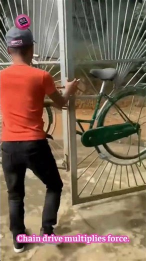 BICYCLE-POWERED IRON GATE — pedal-driven opening mechanism innovation #MechanicalHack