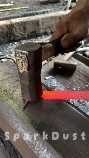 Shaping the tip: Forging a kitchen knife curve. #forgingsteel #blacksmith #usa #america