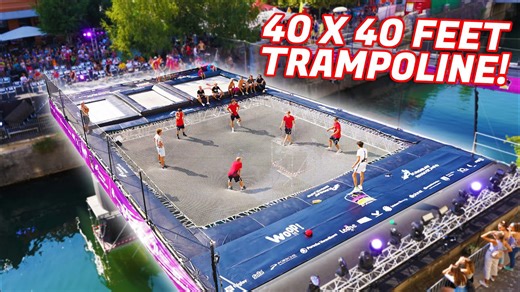 Epic Trampoline Setup – 40x40 Feet of Extreme Fun!