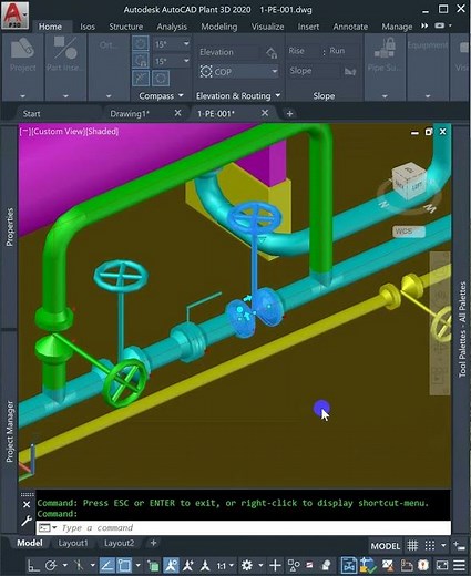 Switching Hand Wheel to T/L Lever in 1 Minute - AutoCAD Plant 3D Tutorial #shorts