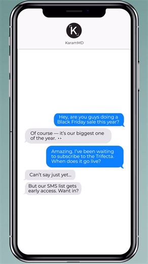 KaramMD on Instagram: "Comment “SMS” and we’ll DM you the link to join our early-access list for Black Friday. 👀 If you’ve been waiting for the perfect moment to start the Trifecta… this is it. Our only sale of 2025 begins next week — and SMS members will get first access when it goes live. Let’s enter 2026 together on the journey to our healthiest, most youthful skin. ✨"