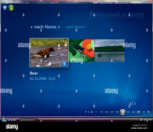 Microsoft Windows Vista, german version, Media Center User Interface, Video Library, screenshot Stock Photo - Alamy