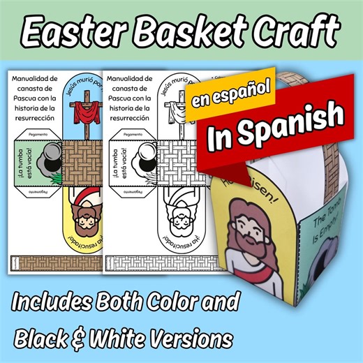 The Resurrection Story of Jesus Easter Basket Craft IN SPANISH for Kids Sunday School Bible Lesson Children's Church Easter Activity - Etsy