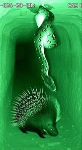 CCTV: Python Clings to Cave Ceiling Before Lunging at Porcu