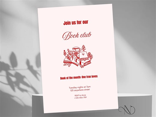 Book Club Invitation | Editable Canva Template | Reading Group Invite | Printable 5x7 & Mobile Version | Digital Book Club Flyer - Etsy