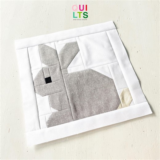 PDF Quilt Block Pattern – Grey Rabbit – Easter Quilt – Easter Present - Etsy UK
