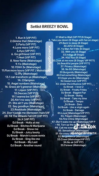 Setlist del Concierto BREEZY BOWL de Chris Brown