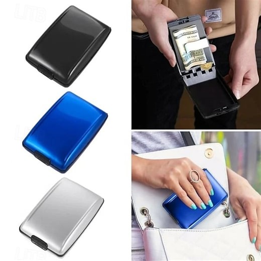 Secure RFID Cash and Cards Wallet Aluminum Alloy Card Holder with RFID Protection Multi Functional Slim Wallet for Credit Cards Banknotes and IDs Safe Storage 2025 - $9.99