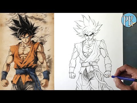 How to draw GOKU || full body outline tutorial || easy for beginner
