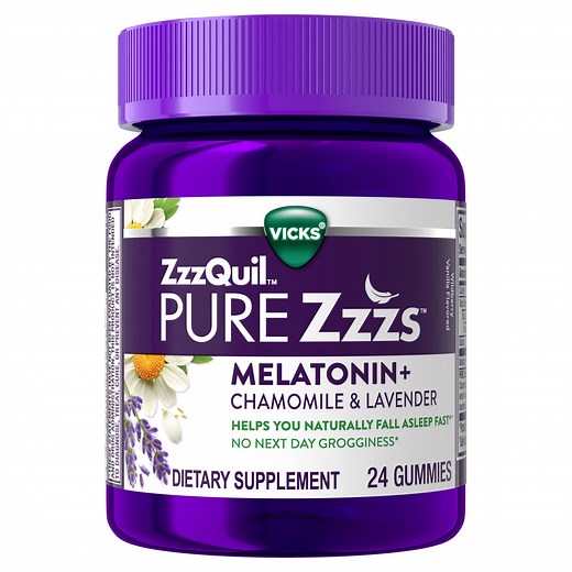 Vicks ZzzQuil Pure Zzzs Melatonin Sleep Aid Gummies, Dietary Supplement, 24 Count