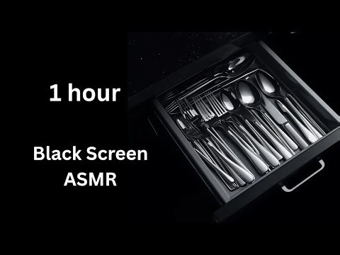 1 Hour. Cutlery Drawer Sorting ASMR. Black Screen Sounds for Sleep and Relaxation