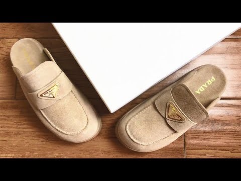 Prada Suede Flatform Mules Sandals HD On Feet