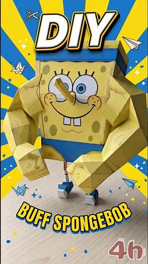 Just 2 hours to make this hilarious MuscleBob #diy #papercraft #spongebob