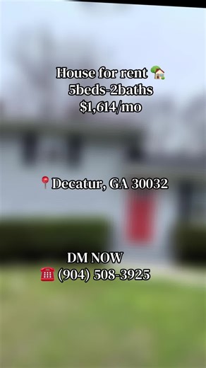 🏡 FOR RENT: 5 BEDS | 2 BATHS IN DECATUR, GA! ✨ Looking for space, comfort, and a place that truly feels like home? This beautiful 5-bedroom, 2-bathroom home in Decatur, GA 30032 is perfect for families or anyone who loves extra room to live and relax! 💫 Enjoy a spacious layout, bright natural lighting, and plenty of room for entertaining guests or creating your dream living space. Whether it’s cozy nights in or hosting friends, this home has everything you need! 🛋️💡 All this for just $1,614/