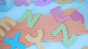 Colarr 216 Pcs Glitter Bulletin Board Letters for Classroom Number Alphabet Punctuation Symbol Cutout 4'' Die-Cut Poster Letter with Adhesive Dot School Party Holiday Decor Display(Mixed)