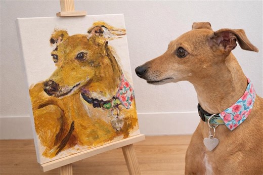 Custom Acrylic Paint Pet Portrait, Personalized Dog Memorial, Owner and Pet Art - Etsy