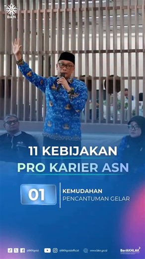 Badan Kepegawaian Negara Republik Indonesia | Ini dia satu dari 11 kebijakan pro-karier ASN. Salah satu kemudahan ini memberi kesempatan kalian menggunakan skema terbaru pencantuman... | Instagram