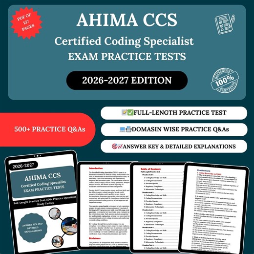 CCS Practice Exam 2026 | Ccs Practice Guide | Ccs Practice Test Questions | Ccs Practice Exam Questions | Ccs Practice Exam Prep Guide - Etsy