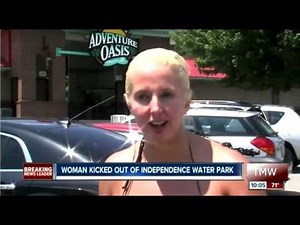 lady kicked out of water because of swimsuit